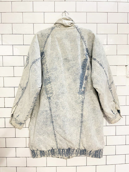vintage 90s andy johns acid wash denim puffer parka - good market thrift store