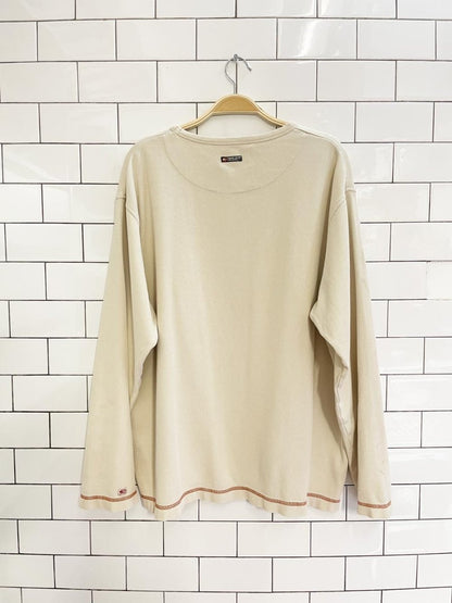 y2k point zero contrast stitch long sleeve top - good market thrift store