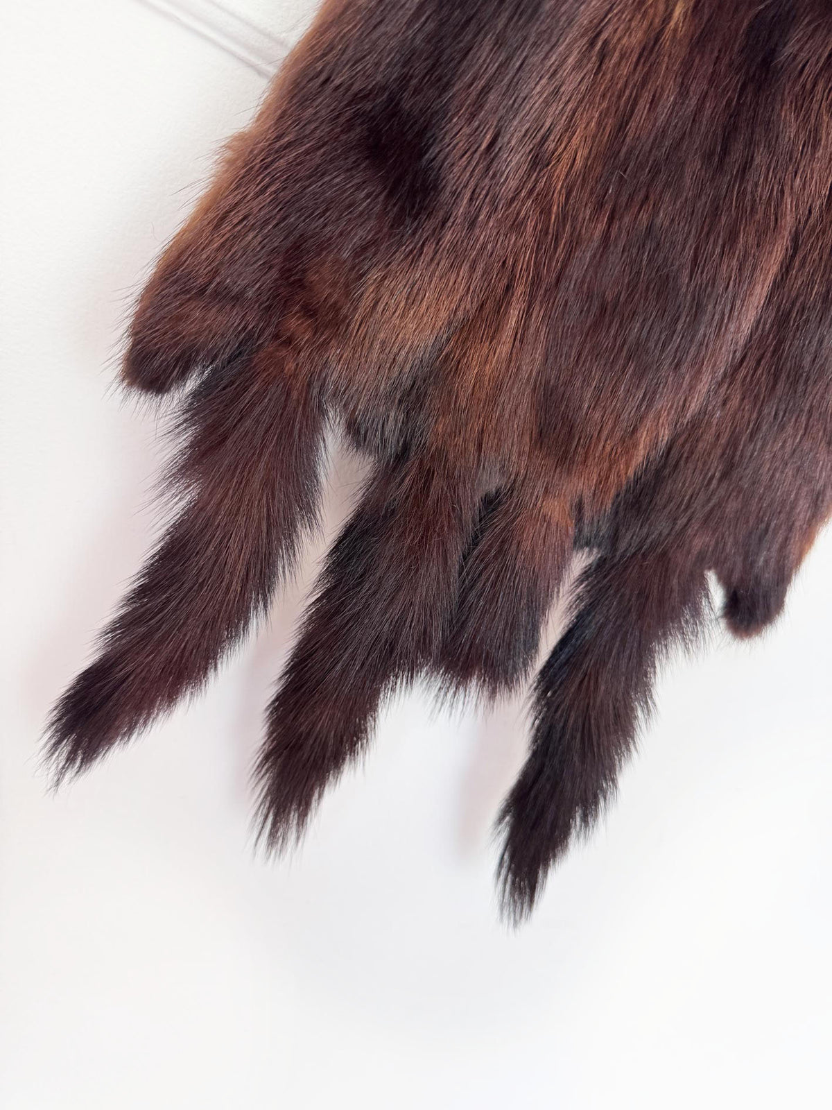vintage 50s russ & winkler mink fur stole with tails | silk lining