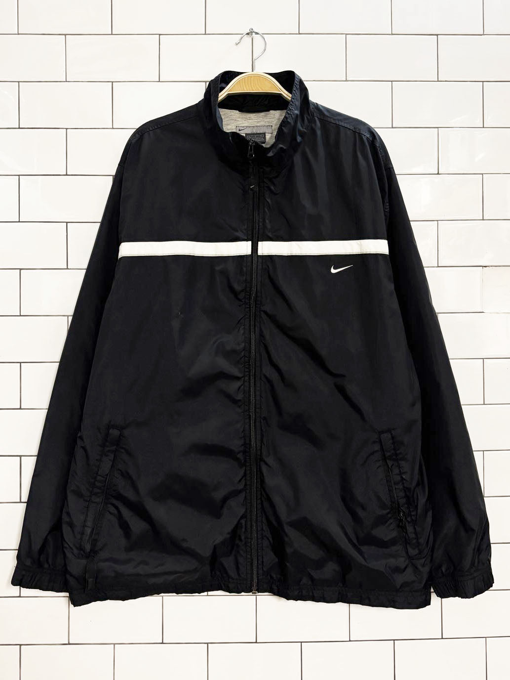 y2k nike small check lined windbreaker jacket