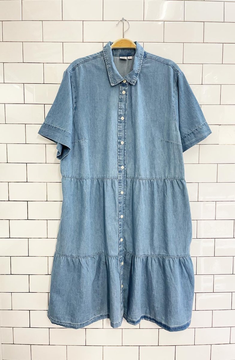 gap tiered denim shirt dress - good market thrift store
