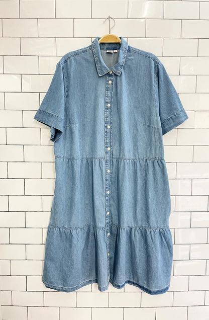 gap tiered denim shirt dress - good market thrift store