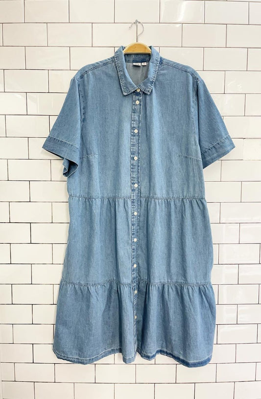 gap tiered denim shirt dress - good market thrift store