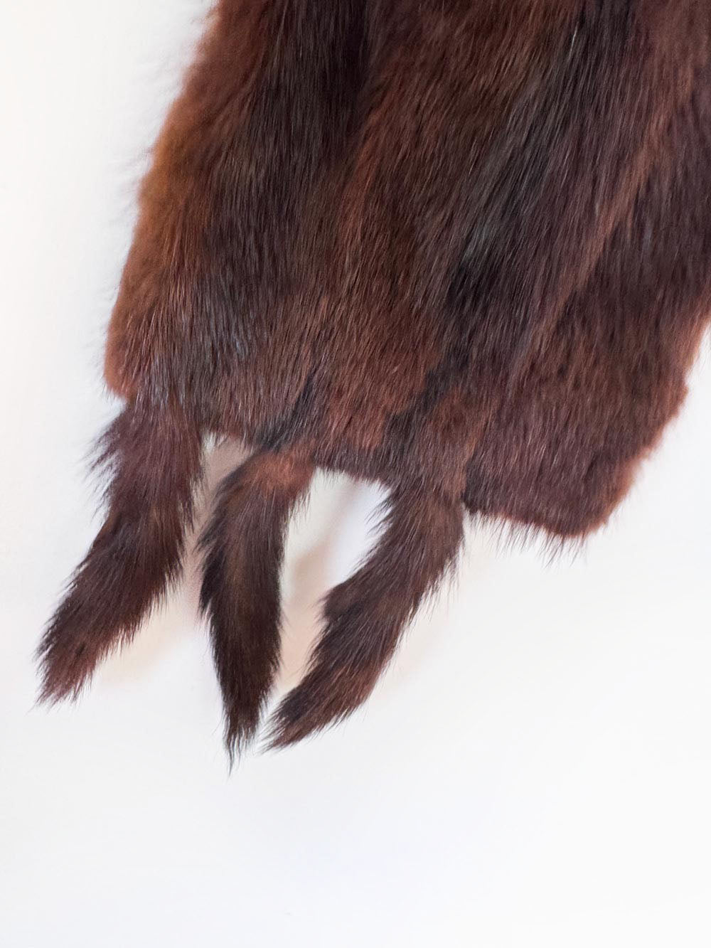 vintage 50s russ & winkler mink fur stole with tails | silk lining