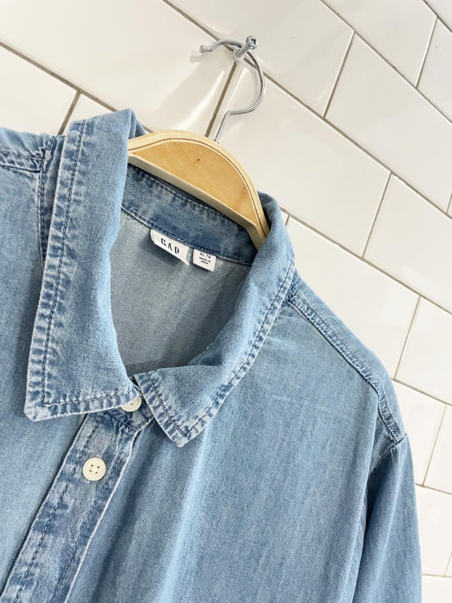 gap tiered denim shirt dress - good market thrift store