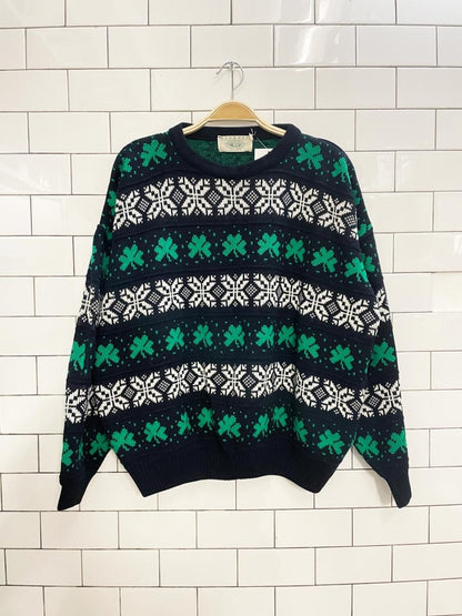 vintage blarney woolen mills irish clover knit crew - good market thrift store