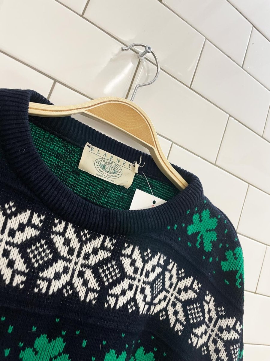 vintage blarney woolen mills irish clover knit crew - good market thrift store