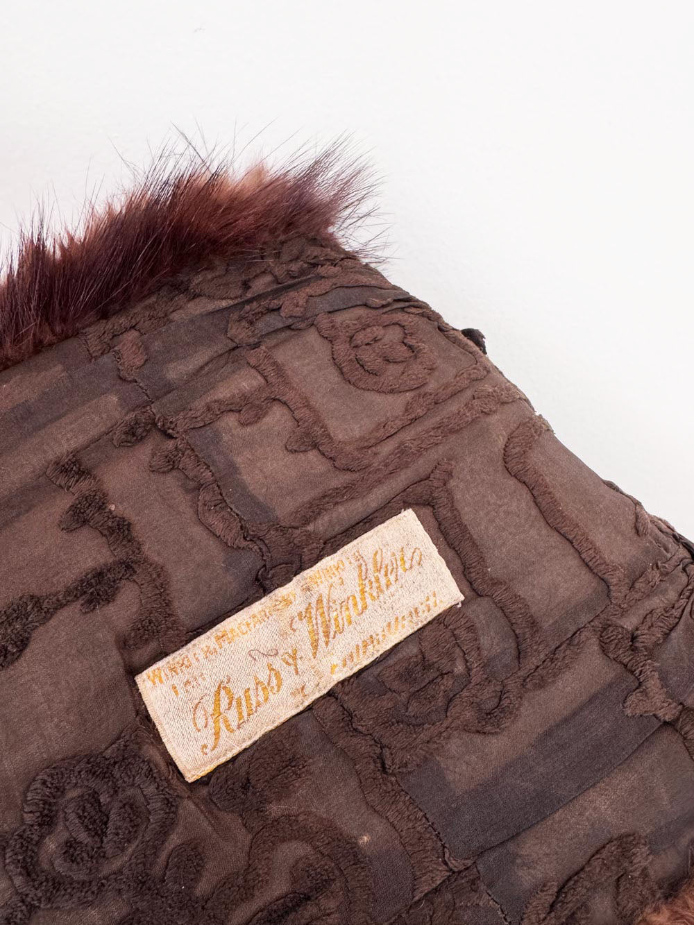 vintage 50s russ & winkler mink fur stole with tails | silk lining