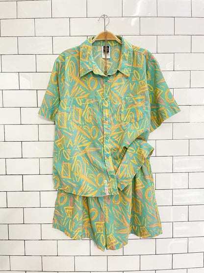maui & sons retro tropical resort shirt and shorts set - good market thrift store