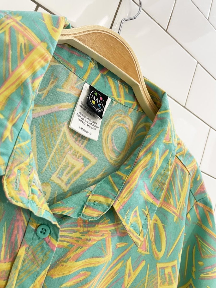 maui & sons retro tropical resort shirt and shorts set - good market thrift store