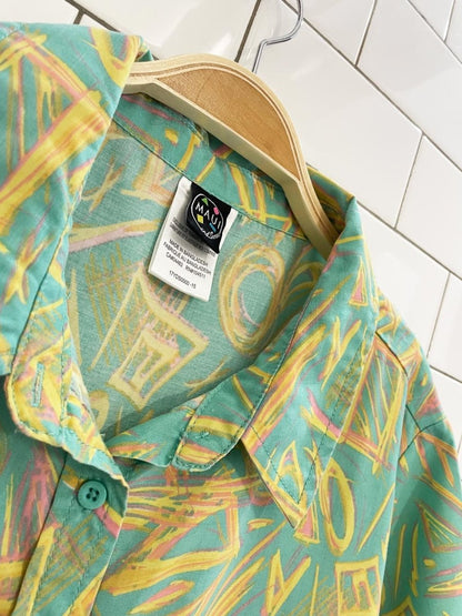 maui & sons retro tropical resort shirt and shorts set - good market thrift store