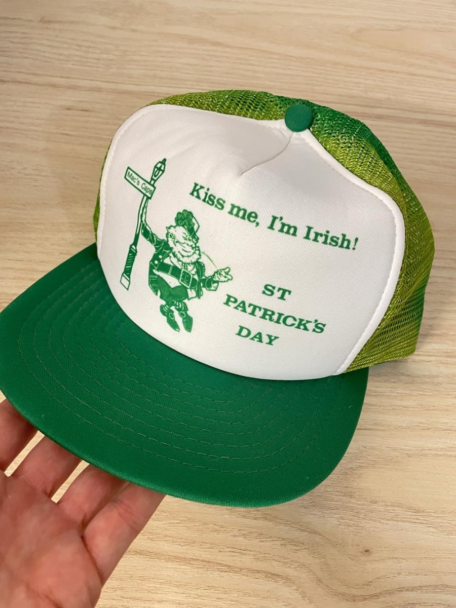 vintage 80s speedway kiss me i'm irish trucker hat - good market thrift store