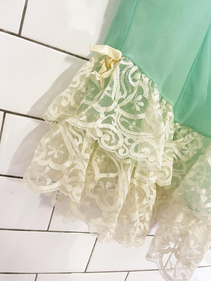 vintage 60s darling lace trim cami with ruffle hem - good market thrift store