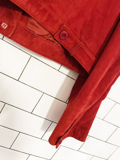 vintage 00s worth lamb suede short leather shirt jacket - good market thrift store