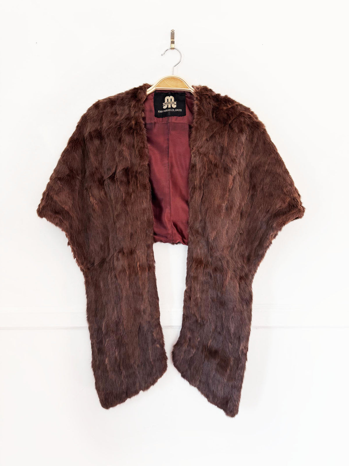 vintage 70s morgan & co muskrat fur stole cape