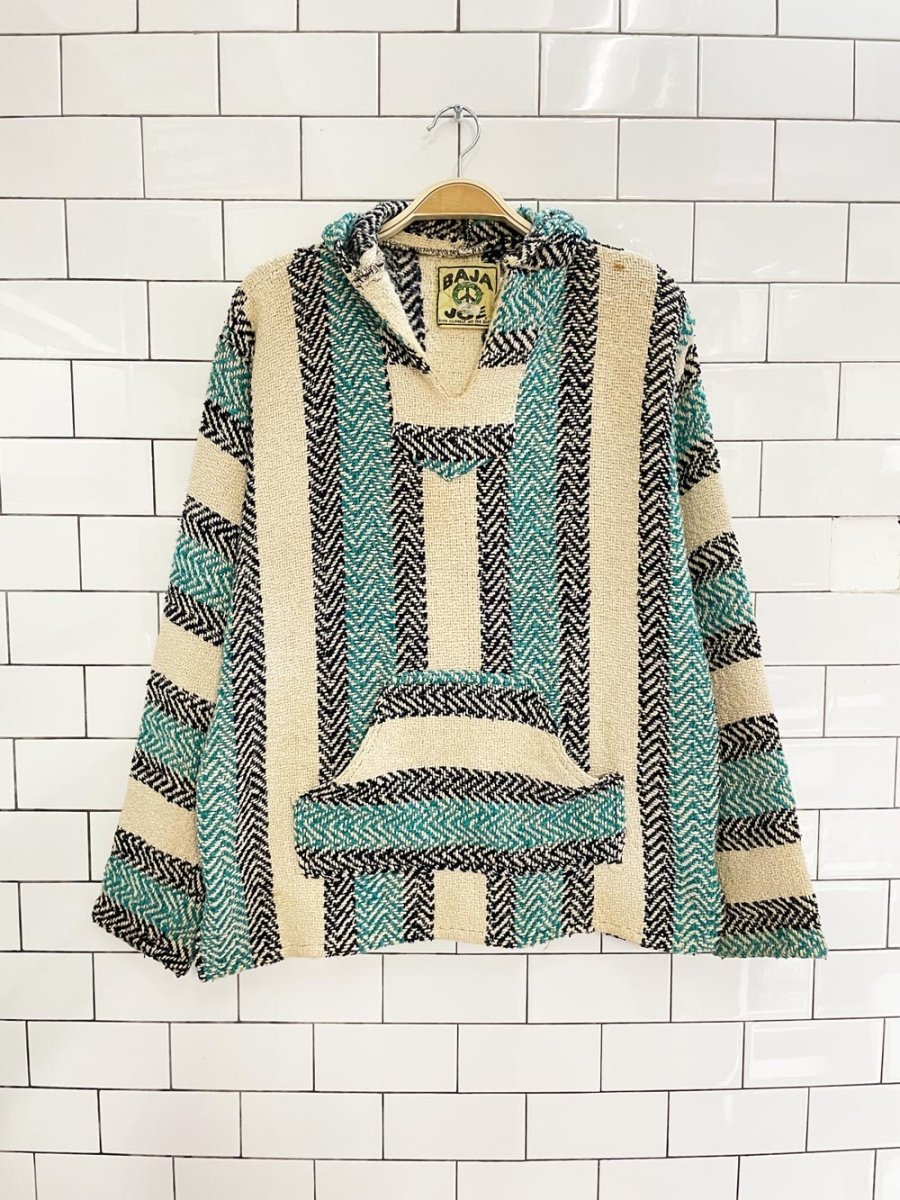 baja joe drug rug woven beach hoodie - good market thrift store