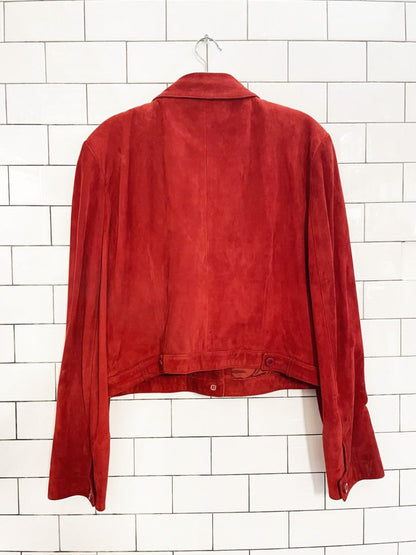 vintage 00s worth lamb suede short leather shirt jacket - good market thrift store