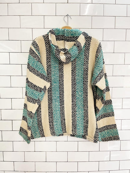 baja joe drug rug woven beach hoodie - good market thrift store