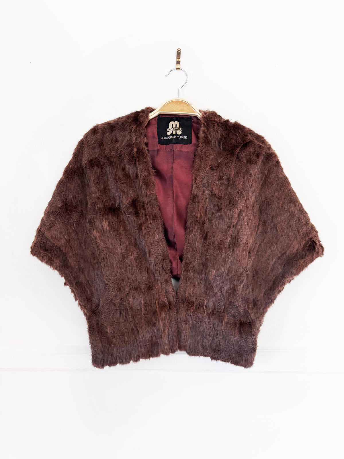 vintage 70s morgan & co muskrat fur stole cape