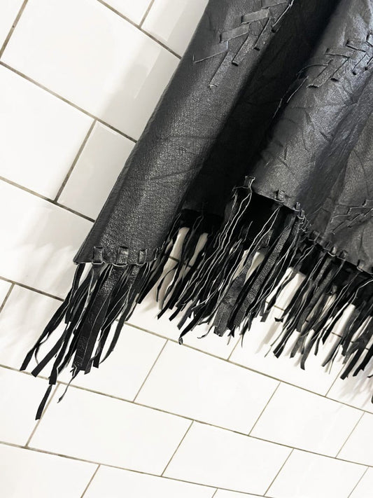 vintage 90s newport news braided leather fringe poncho - good market thrift store