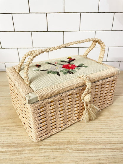 vintage sewing basket beginner sewing kit - good market thrift store