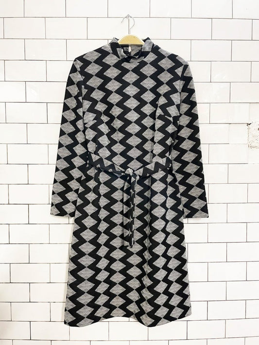 vintage 60s a dress town original poly - knit belted dress - good market thrift store