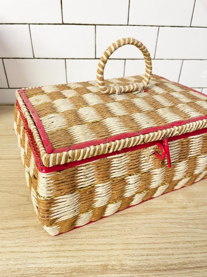 vintage sewing basket beginner sewing kit - good market thrift store