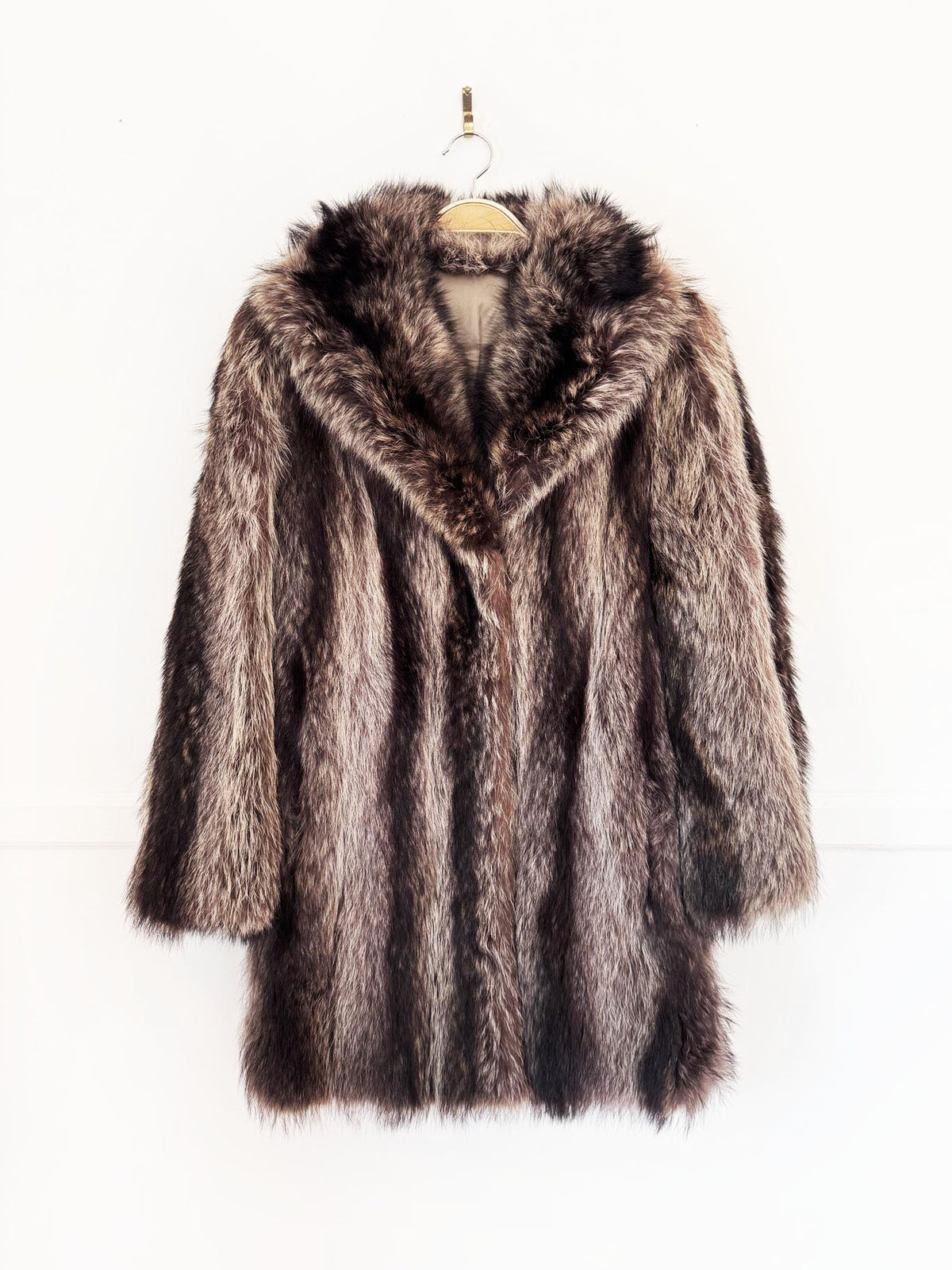 vintage racoon fur deep pile coat
