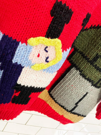 vintage hand - knit goldilocks and the three bears chunky sweater - good market thrift store