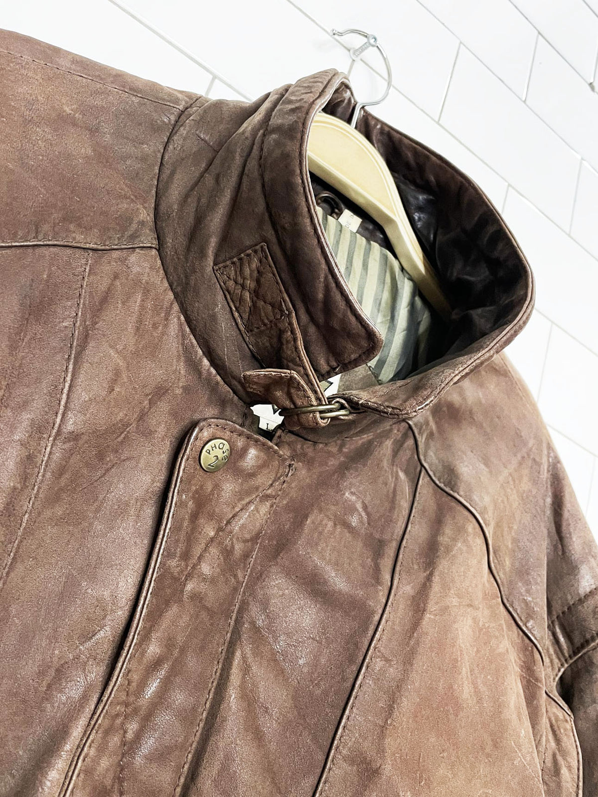 vintage 90s phase 2 soft leather bomber jacket