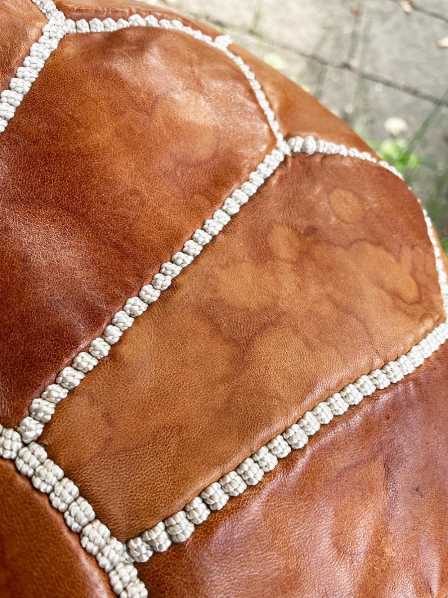 boho leather moroccan sun pouf - good market thrift store
