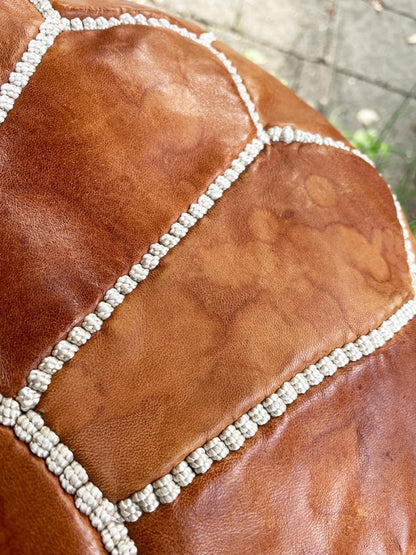 boho leather moroccan sun pouf - good market thrift store
