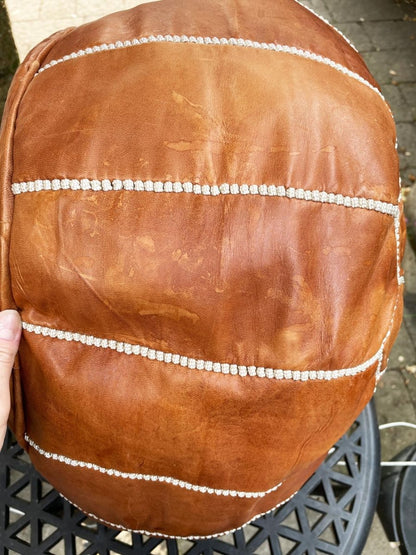 boho leather moroccan sun pouf - good market thrift store