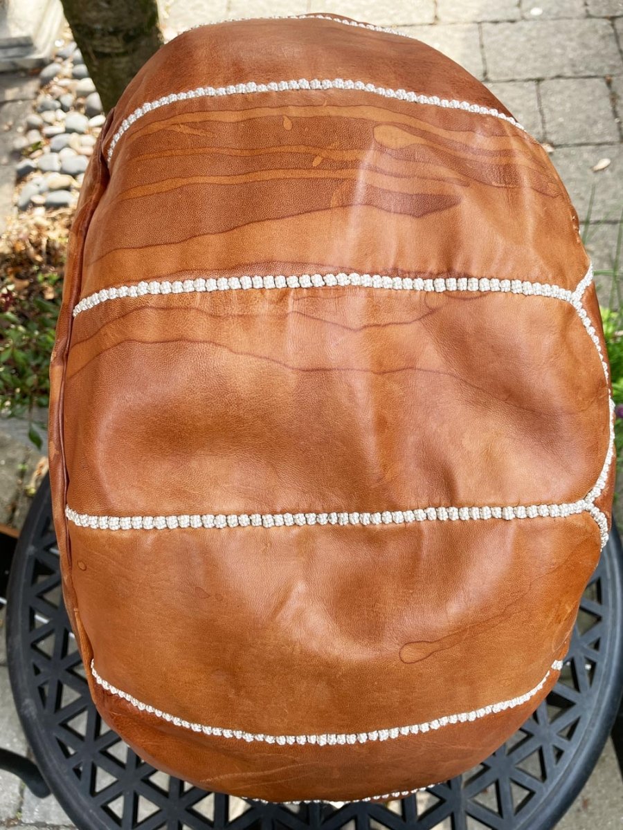 boho leather moroccan sun pouf - good market thrift store