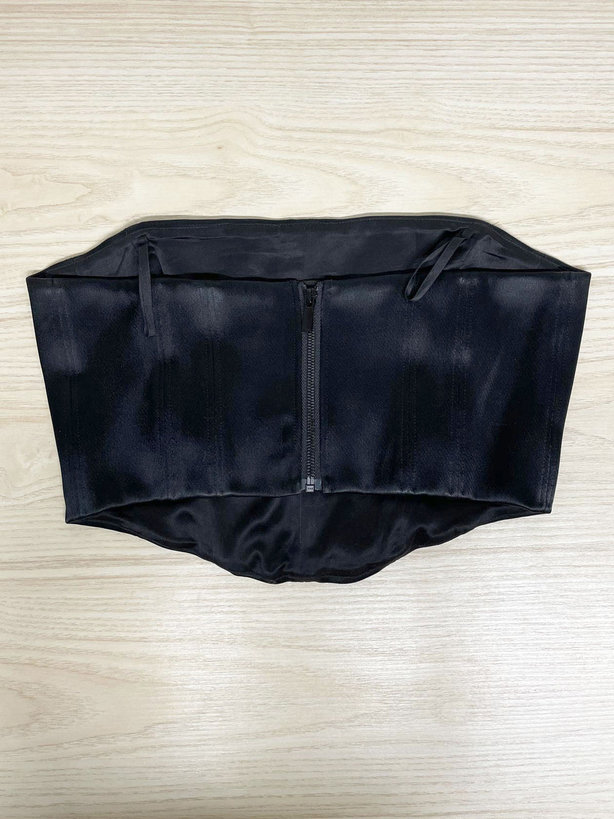 ten by babaton satin strapless contour bustier crop top | aritzia