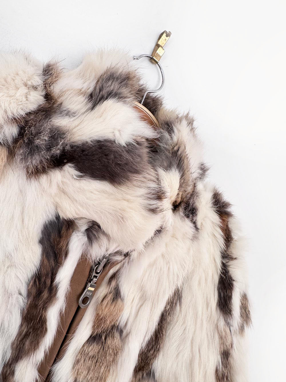y2k wilsons rabbit fur full zip bomber jacket