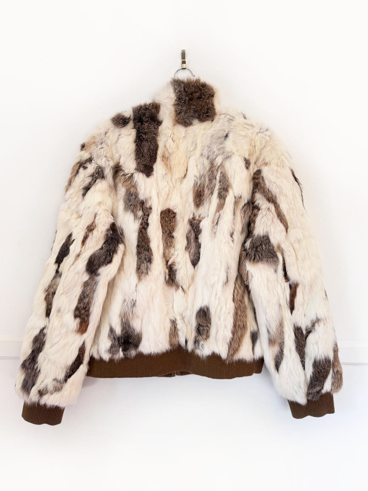 y2k wilsons rabbit fur full zip bomber jacket