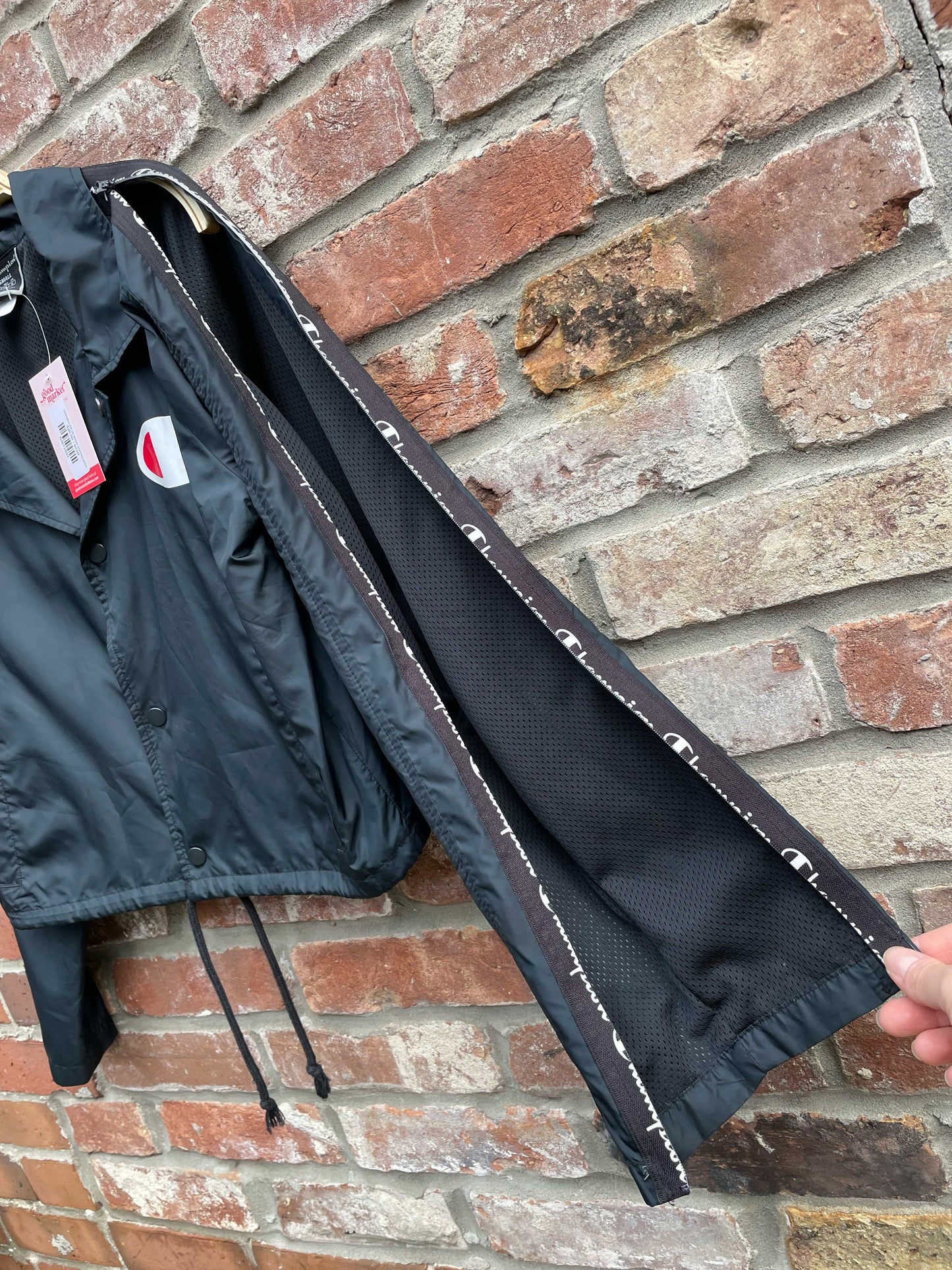 champion full zip sleeve coaches jacket