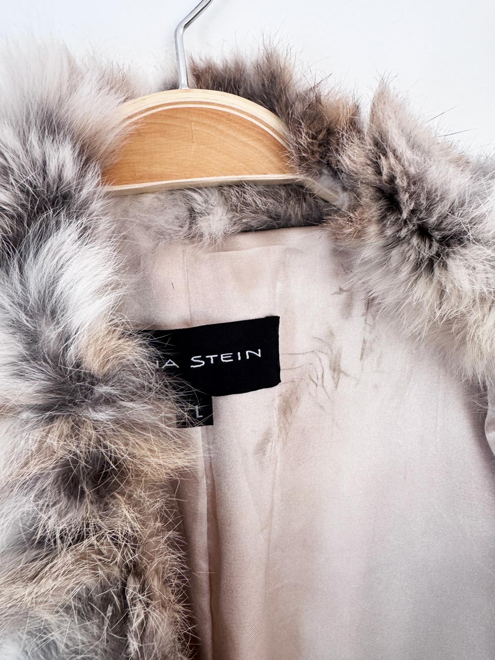 dana stein rabbit fur + leather toggle vest