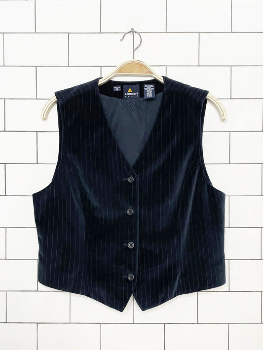 vintage 90s lizsport velvet stripe fitted vest top | liz claiborne