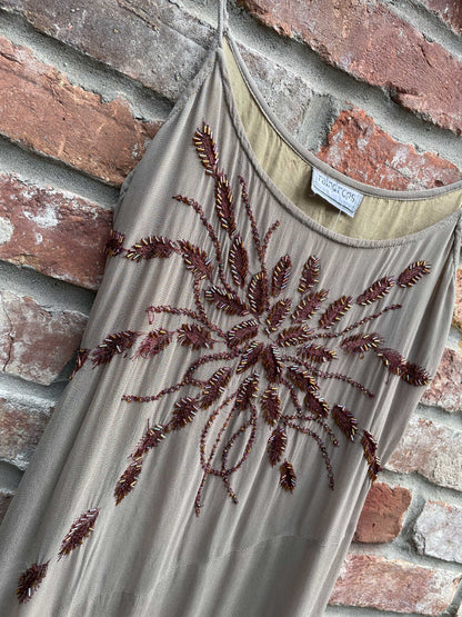 vintage 00s raindrops beaded midi dress