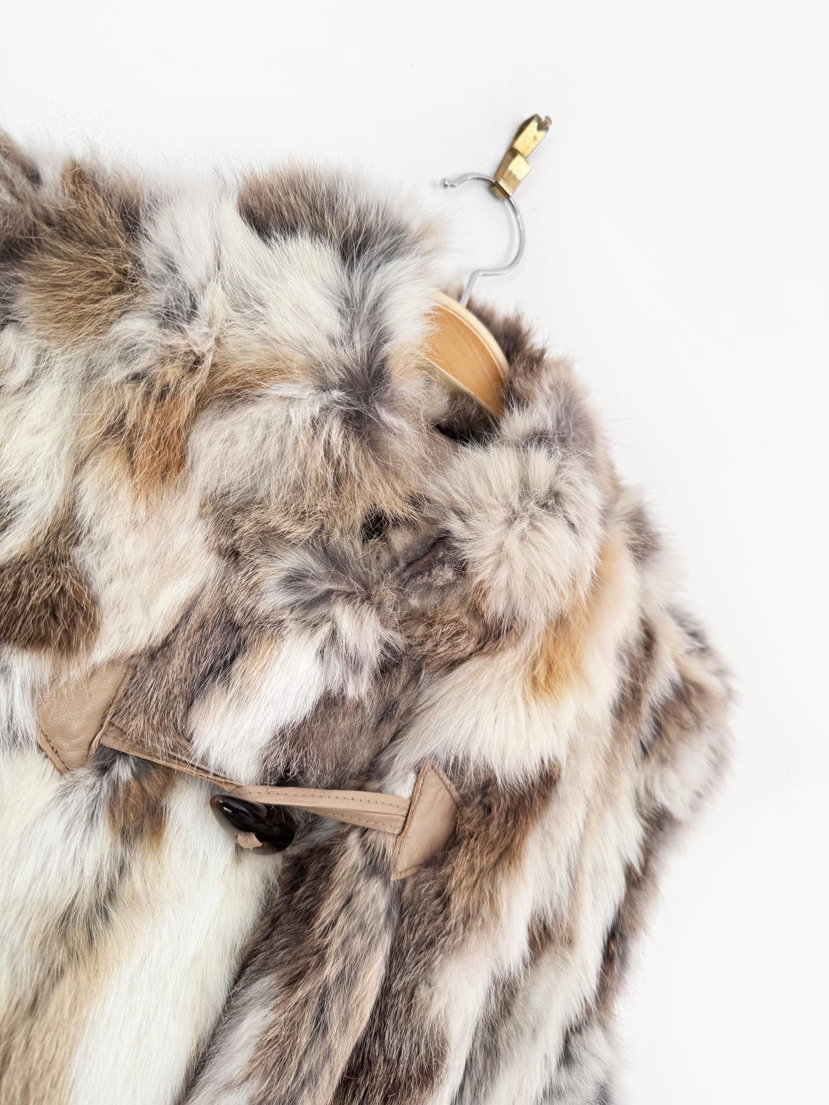 dana stein rabbit fur + leather toggle vest