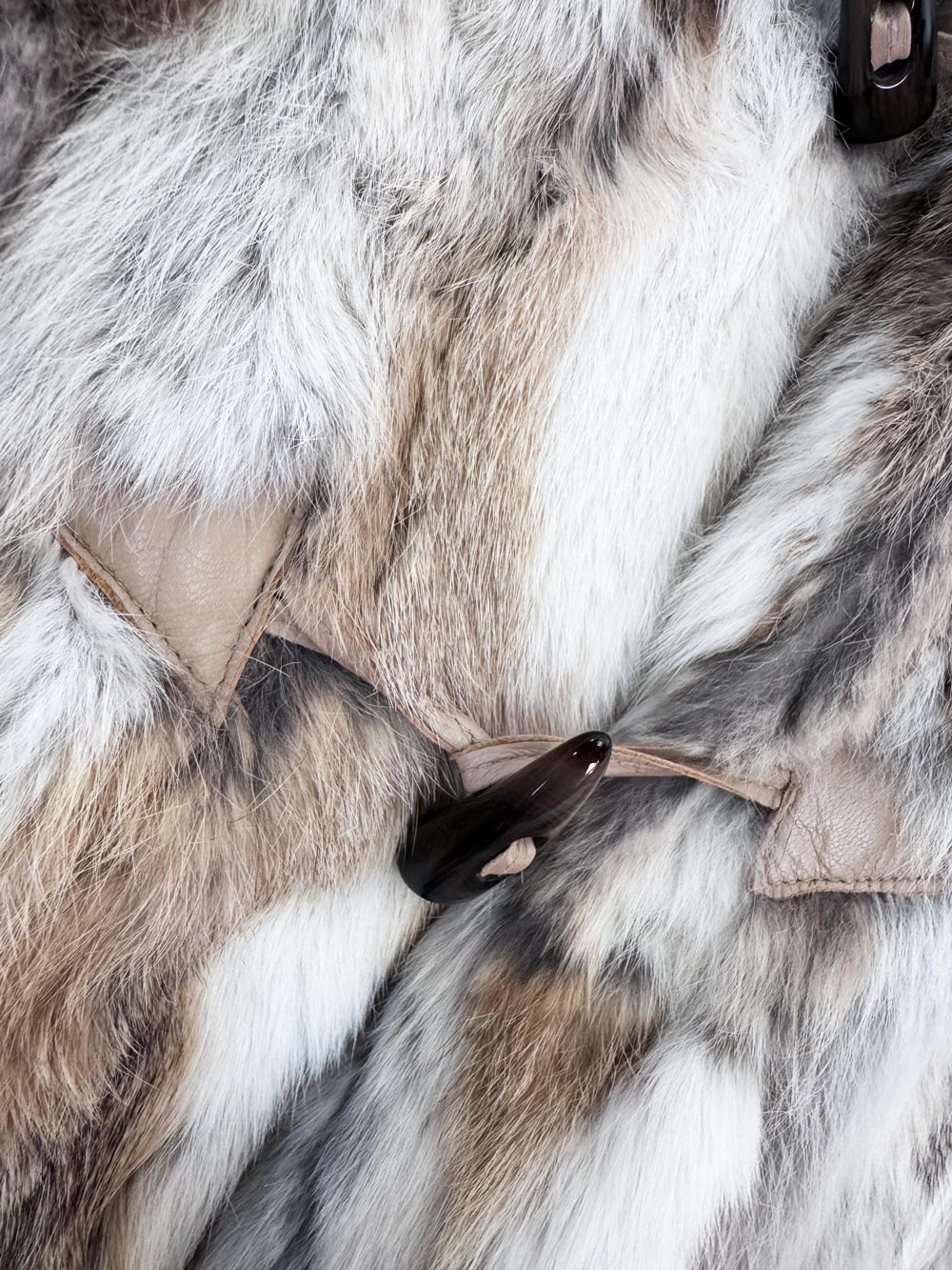 dana stein rabbit fur + leather toggle vest