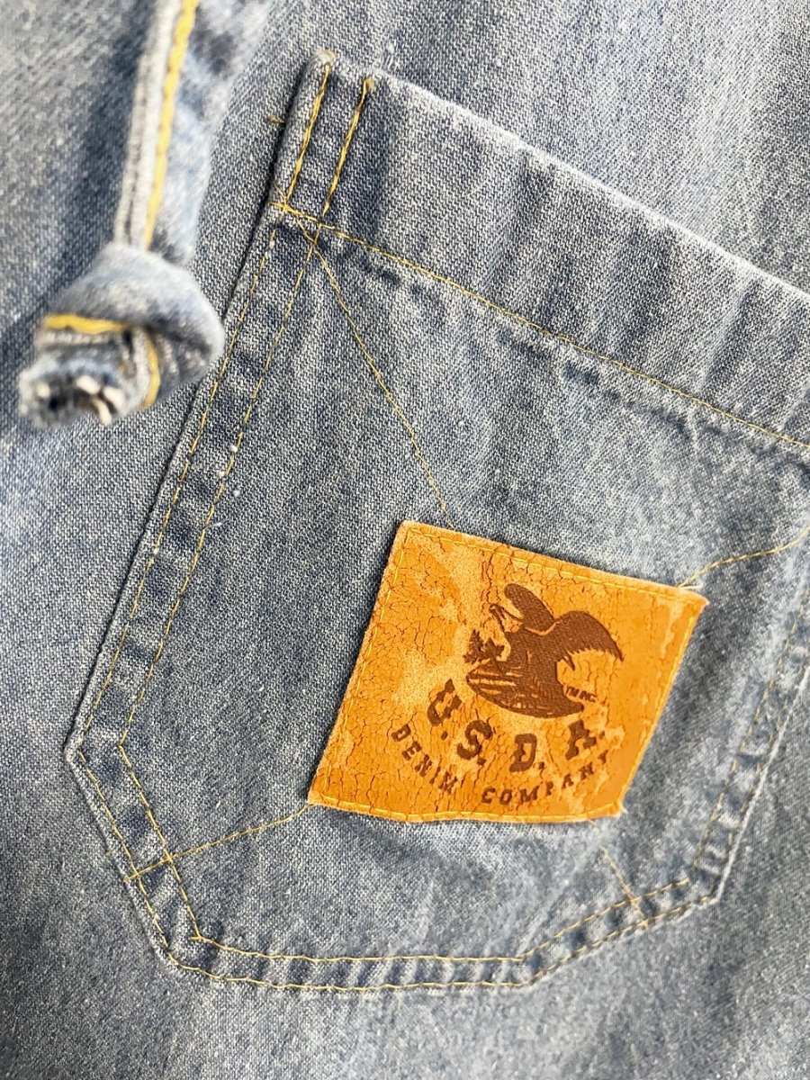 vintage 90s USDA sleeveless hooded denim shirt | made in USA - good market thrift store