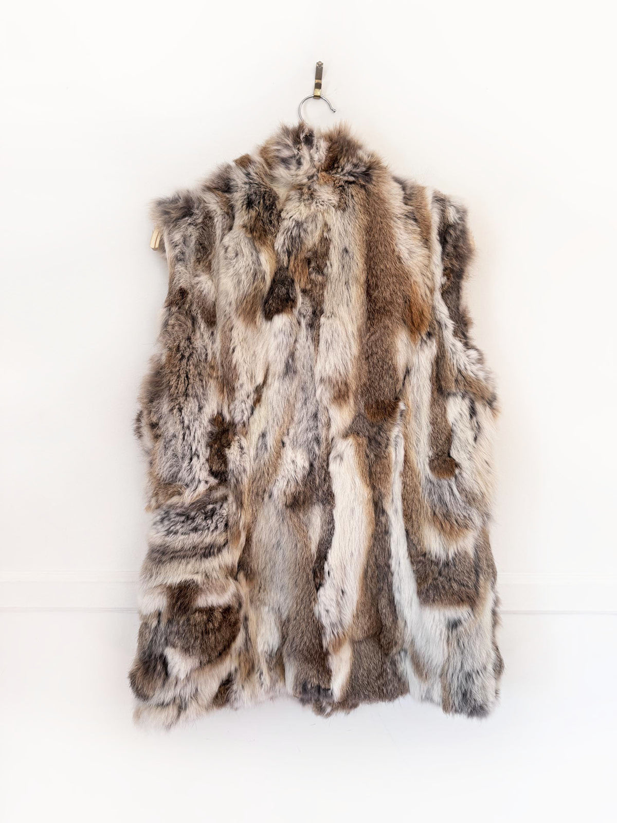 dana stein rabbit fur + leather toggle vest