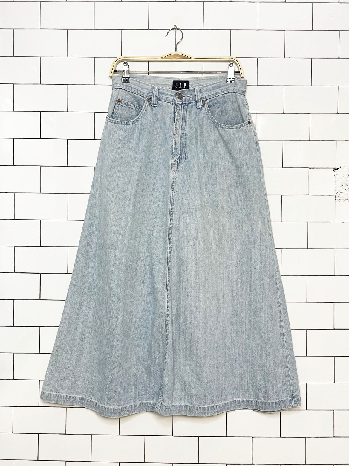 vintage 90s gap soft denim maxi a-line skirt