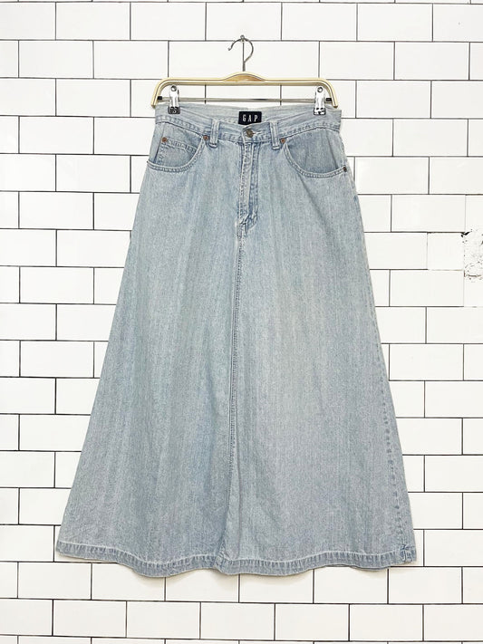 vintage 90s gap soft denim maxi a-line skirt