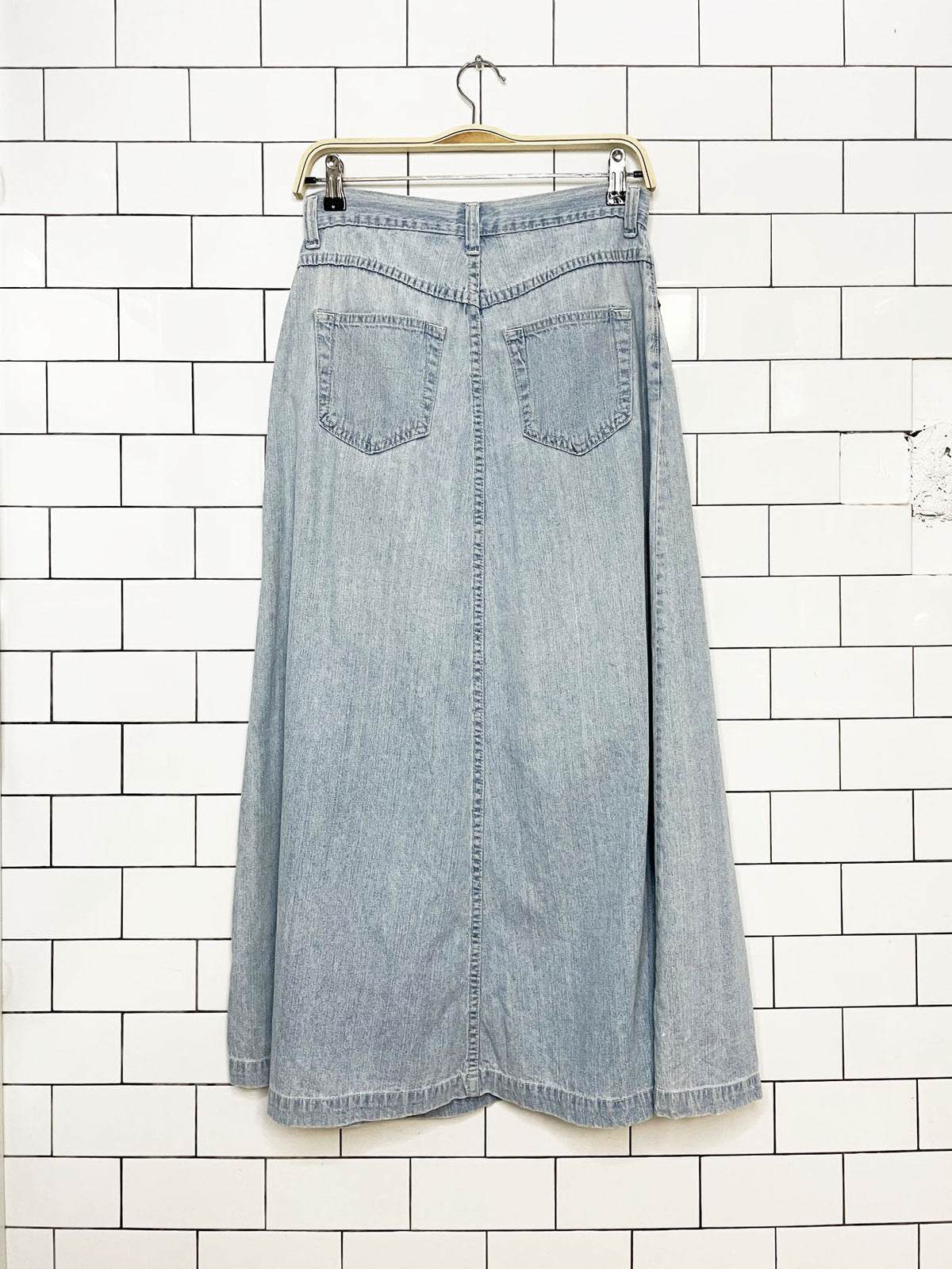 vintage 90s gap soft denim maxi a-line skirt