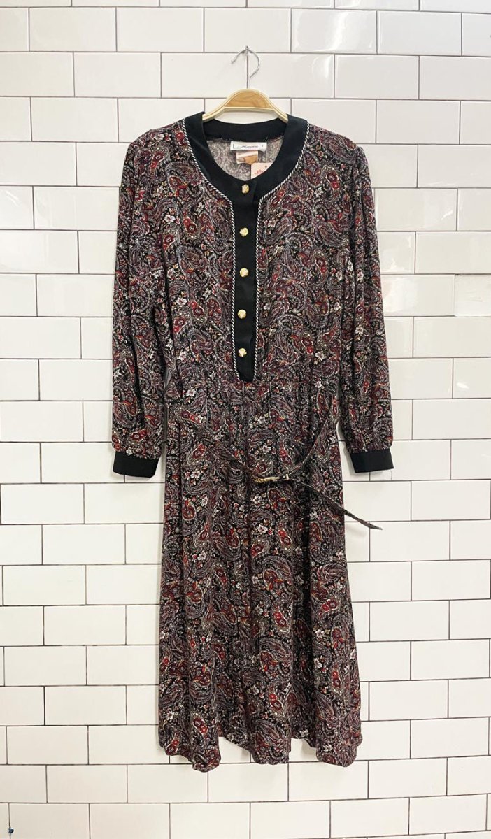 vintage 90s florentine 'elaine' paisley belted dress - good market thrift store