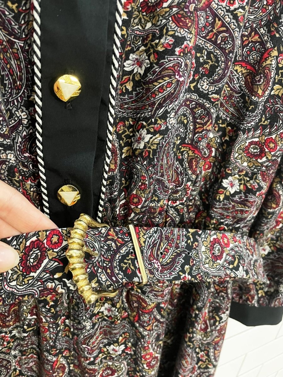 vintage 90s florentine 'elaine' paisley belted dress - good market thrift store